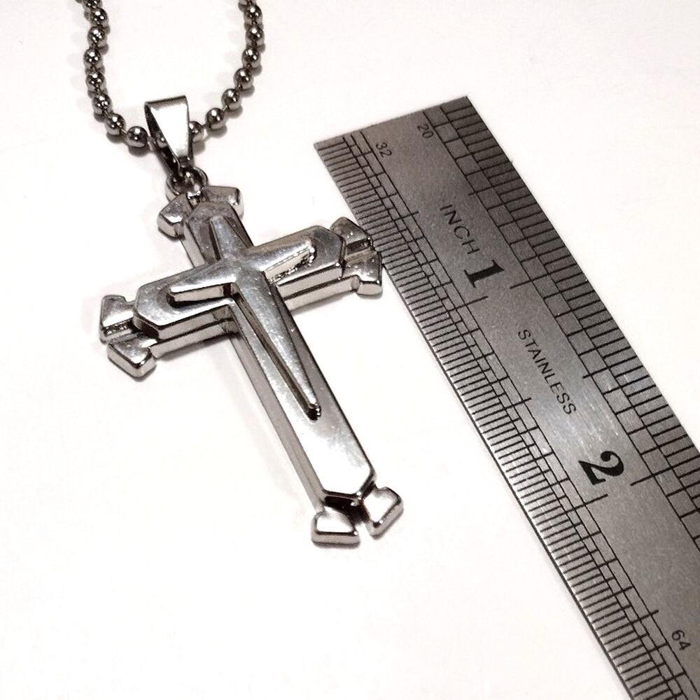 Silver Cross Christian Necklace Layered Trinity Christmas Birthday Gift - NEW!!!